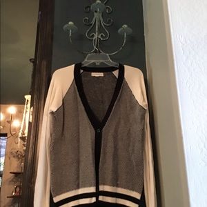 Sweater-black white gray cardigan